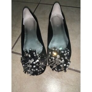 dani black Satin Beaded Mallee Flats beaded crystal y2k fall classic designer